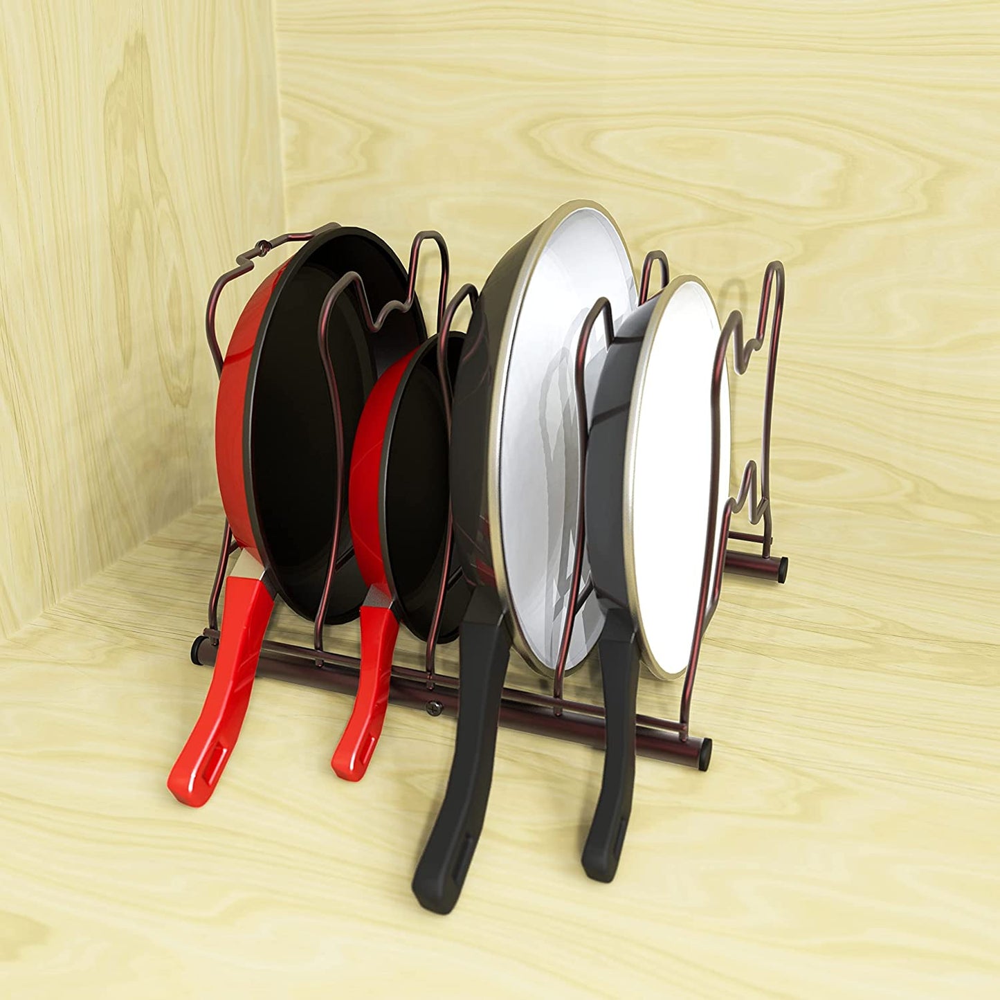 Cabinet Pantry Pot and Pan Organizer Holder Rack, Bronze