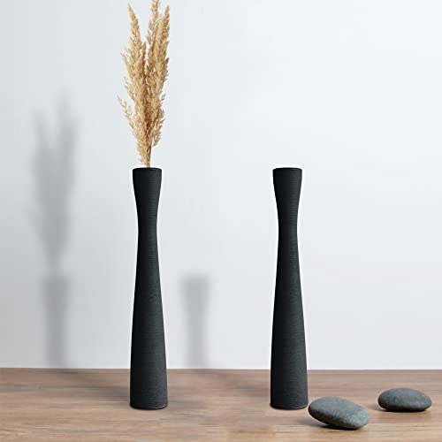 Montex 2 Pack Tall Ceramic Vase 16", Floor Vase for Pampas Grass Modern Flower Vase 40cm (Black)