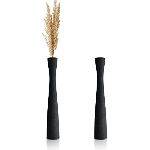 Montex 2 Pack Tall Ceramic Vase 16", Floor Vase for Pampas Grass Modern Flower Vase 40cm (Black)