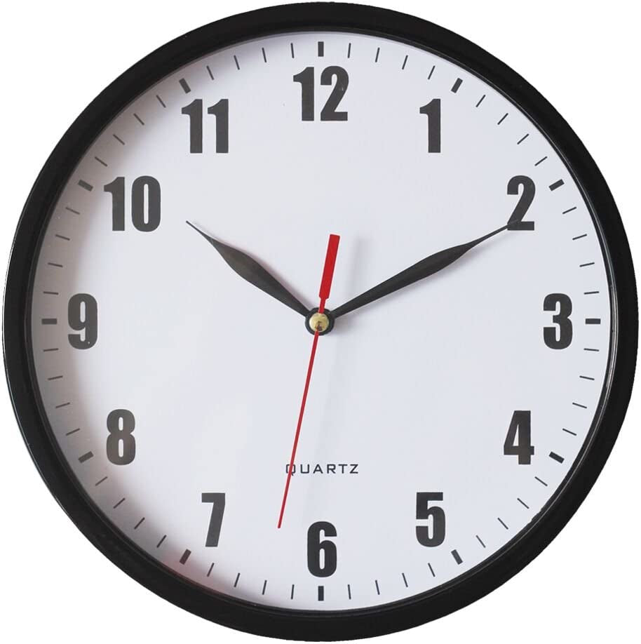 SMARTEN ARTS Black Wall Clocks Battery Operated Wall Clock for Kids Silent Non-Ticking Easy to Read Wall Clock for Bathroom Kitchen Living Room Bedroom in 8 Inches