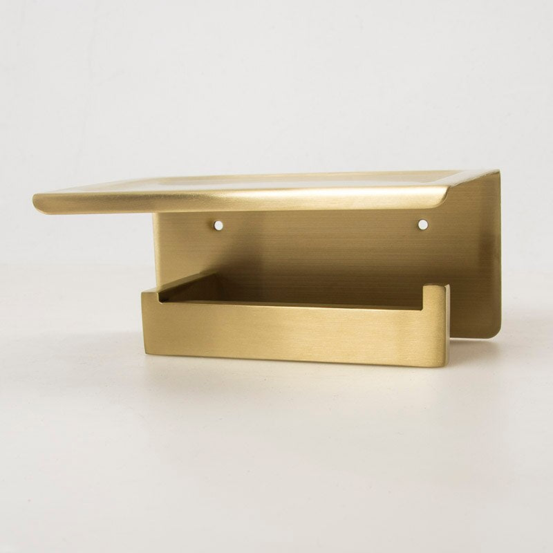 Brushed Gold SUS304 Toilet Paper Holder with Shelf Bathroom Hardware Accessories Tissue Holder Black / Chrome / White Color