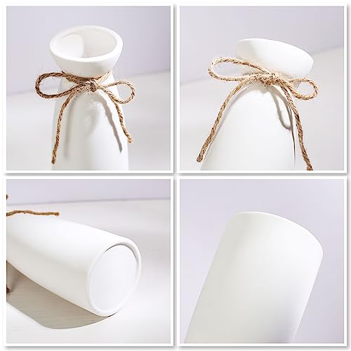 Ceramic Vase - Flowers Vases Modern Home Decor, White Geometric Decorative Vase for Living Room, Dried Flower Vase, Mantel, Table Decoration
