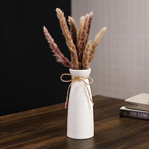Ceramic Vase - Flowers Vases Modern Home Decor, White Geometric Decorative Vase for Living Room, Dried Flower Vase, Mantel, Table Decoration