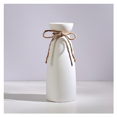 Ceramic Vase - Flowers Vases Modern Home Decor, White Geometric Decorative Vase for Living Room, Dried Flower Vase, Mantel, Table Decoration