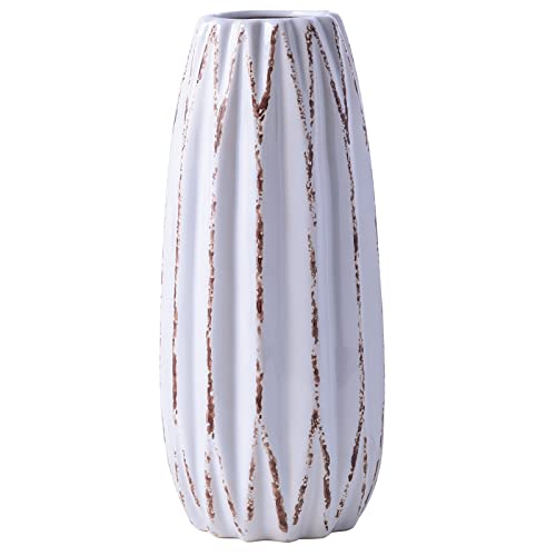 Yundu White Ceramics Vases for Home Decor, Flower Vase, Modern Farmhouse Table Décor Vase