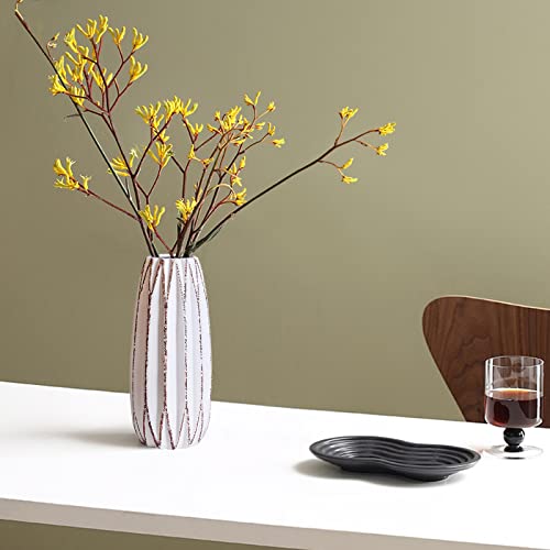 Yundu White Ceramics Vases for Home Decor, Flower Vase, Modern Farmhouse Table Décor Vase