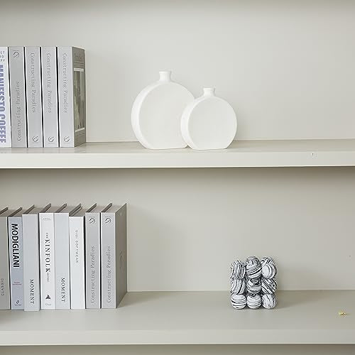 Black Ceramic Vase Set of 2, Boho Vase for Decor, Matte Frosted Texture Finish,Modern Rustic Farmhouse Home Decor,Vase for Pampas Grass&Dried Flowers,idea Shelf,Table,Mantel,Entryway (Black)