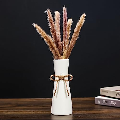 Ceramic Vase - Flowers Vases Modern Home Decor, White Geometric Decorative Vase for Living Room, Dried Flower Vase, Mantel, Table Decoration