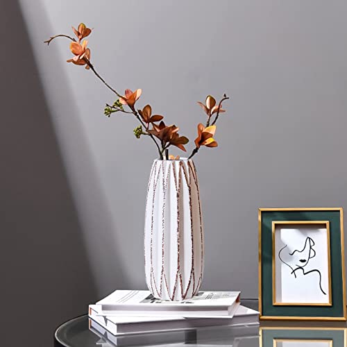 Yundu White Ceramics Vases for Home Decor, Flower Vase, Modern Farmhouse Table Décor Vase