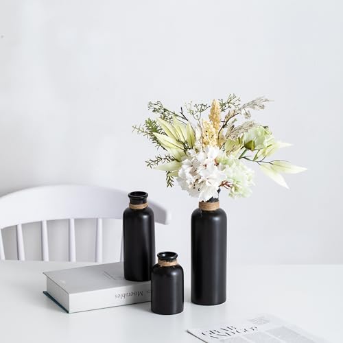 White Modern Art Unique Cross Ceramic Vases Set of 2, Perfect for Room Home Office Hotel Restaurant Farmhouse Decor Decoration, Safe Delivery (White)