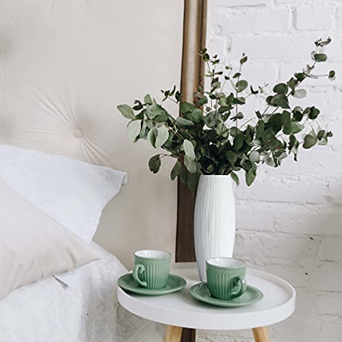 D'vine Dev 11 Inch White Ceramic Flower Vase, Waterfall Textured Vase for Home Decor, VS-WF-11
