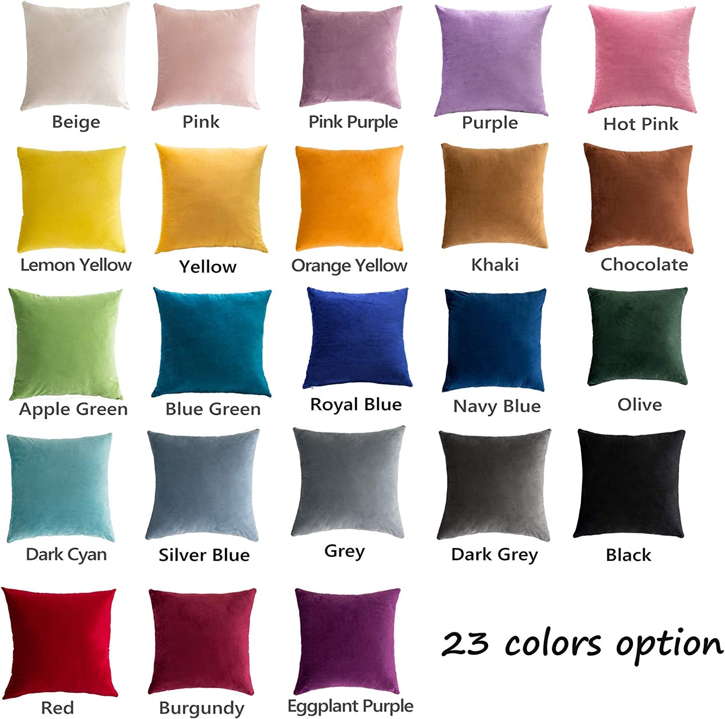 Super Soft Velvet Throw Pillow Covers Square Pillowcase for Bed Couch Sofa Bench, 18 X 18 Inch (45 Cm), Chocolate, Pack of 2