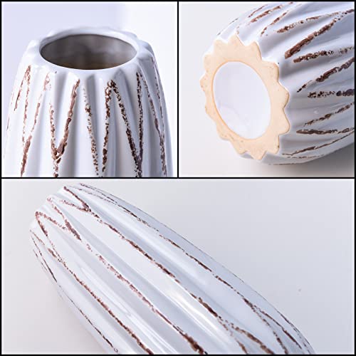 Yundu White Ceramics Vases for Home Decor, Flower Vase, Modern Farmhouse Table Décor Vase