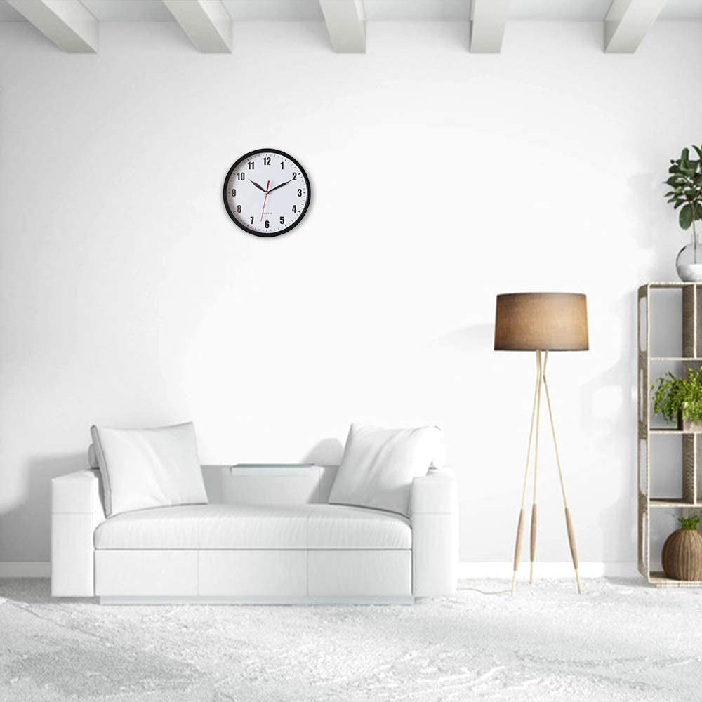 SMARTEN ARTS Black Wall Clocks Battery Operated Wall Clock for Kids Silent Non-Ticking Easy to Read Wall Clock for Bathroom Kitchen Living Room Bedroom in 8 Inches