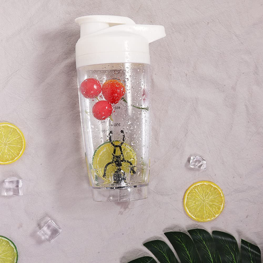 Self Mixing Mug Electric Protein Shaker Bottle, Protein Shaker Cup, 25 Oz High-Torque Battery-Powered Blender Shake Bottle,Portable,Self-Stirring Mug for Various Powder (White)