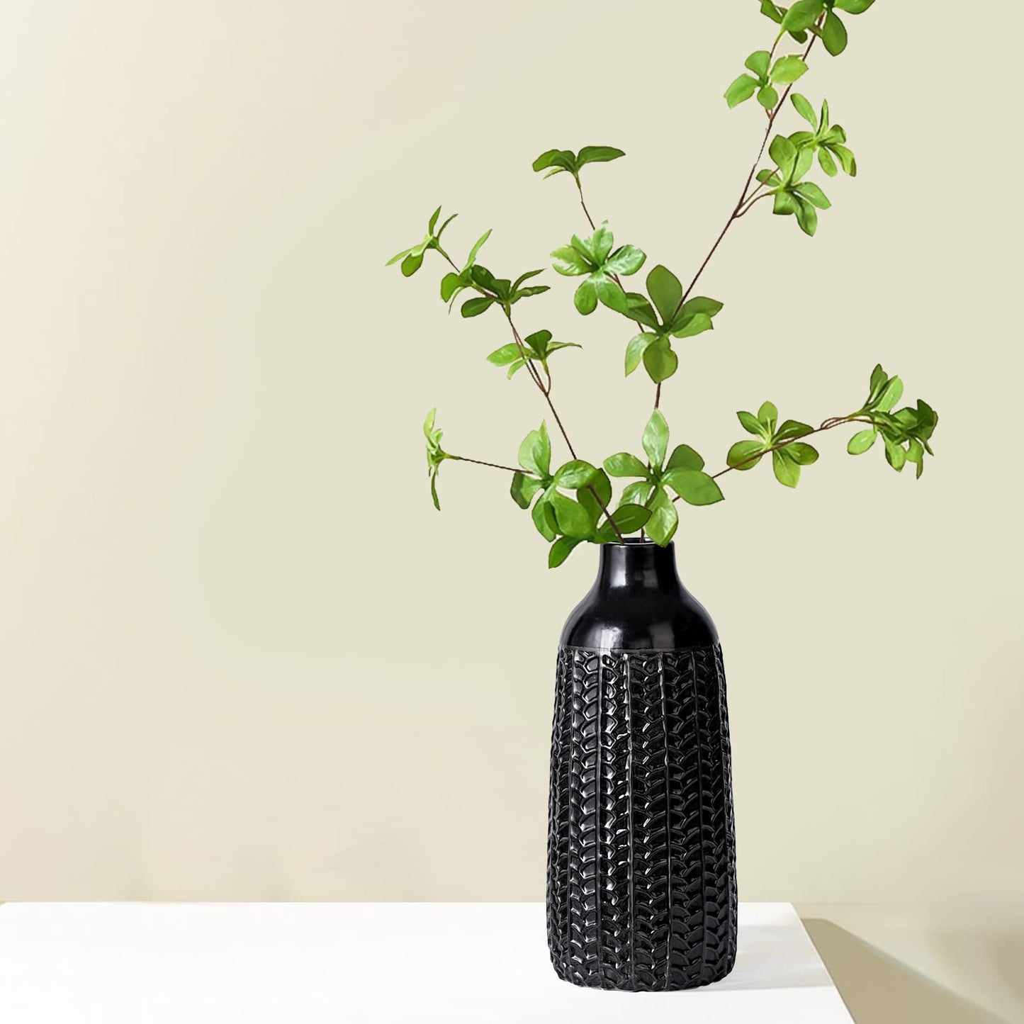 Yundu White Ceramics Vases for Home Decor, Flower Vase, Modern Farmhouse Table Décor Vase