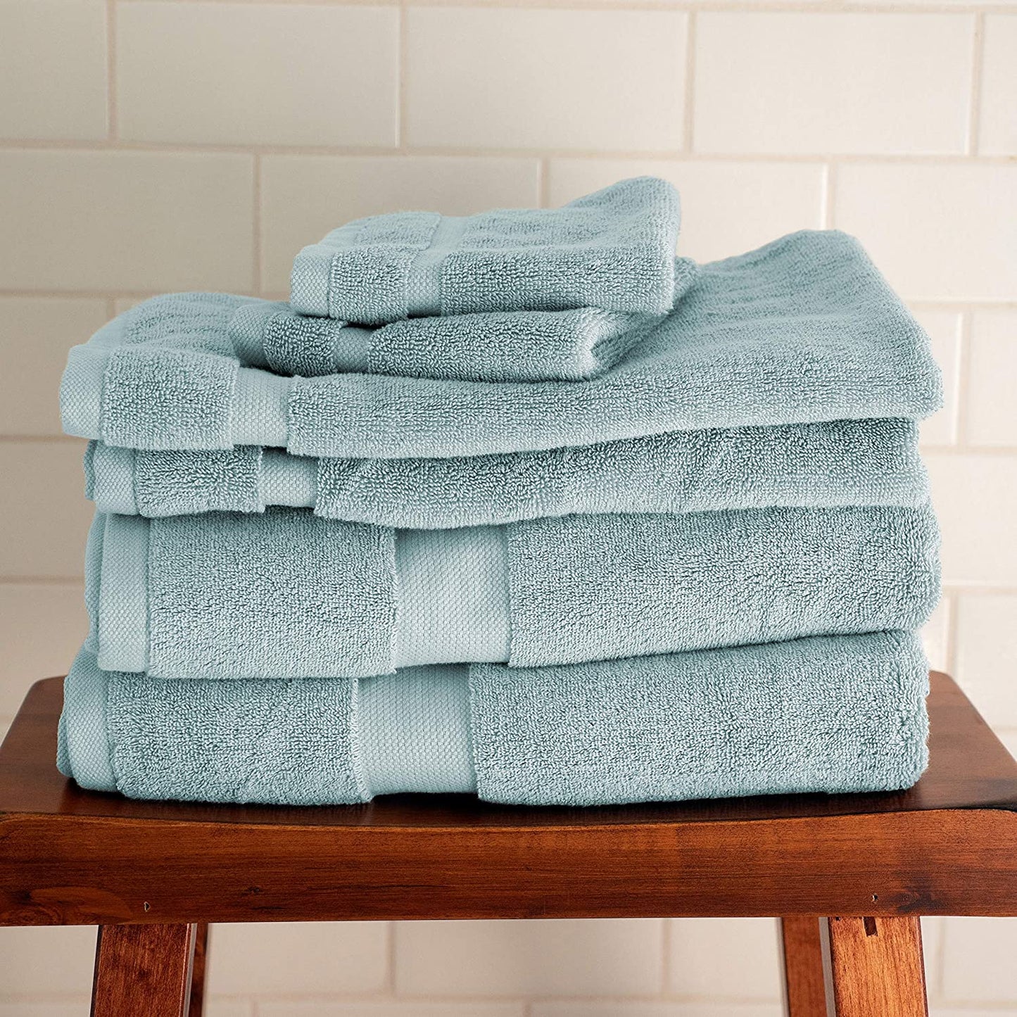 Canopy Lane Six Piece Bath Linen Set | 700 GSM Super Absorbent, Luxuriously Soft, 100% Cotton Bath Linens | Six Piece Set - 2 Bath Towels, 2 Hand Towels, and 2 Washcloths (Seafoam)