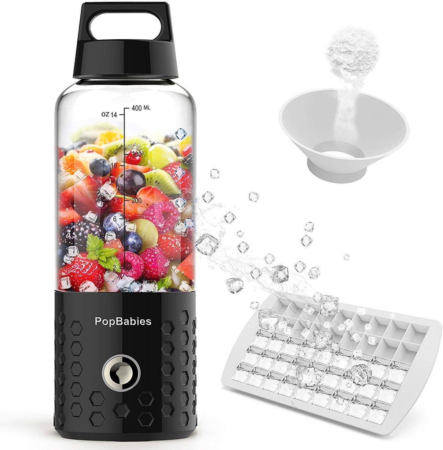 Portable Blender, Personal Blender for Shakes and Smoothies with Rechargeable USB Blender Cup, Black