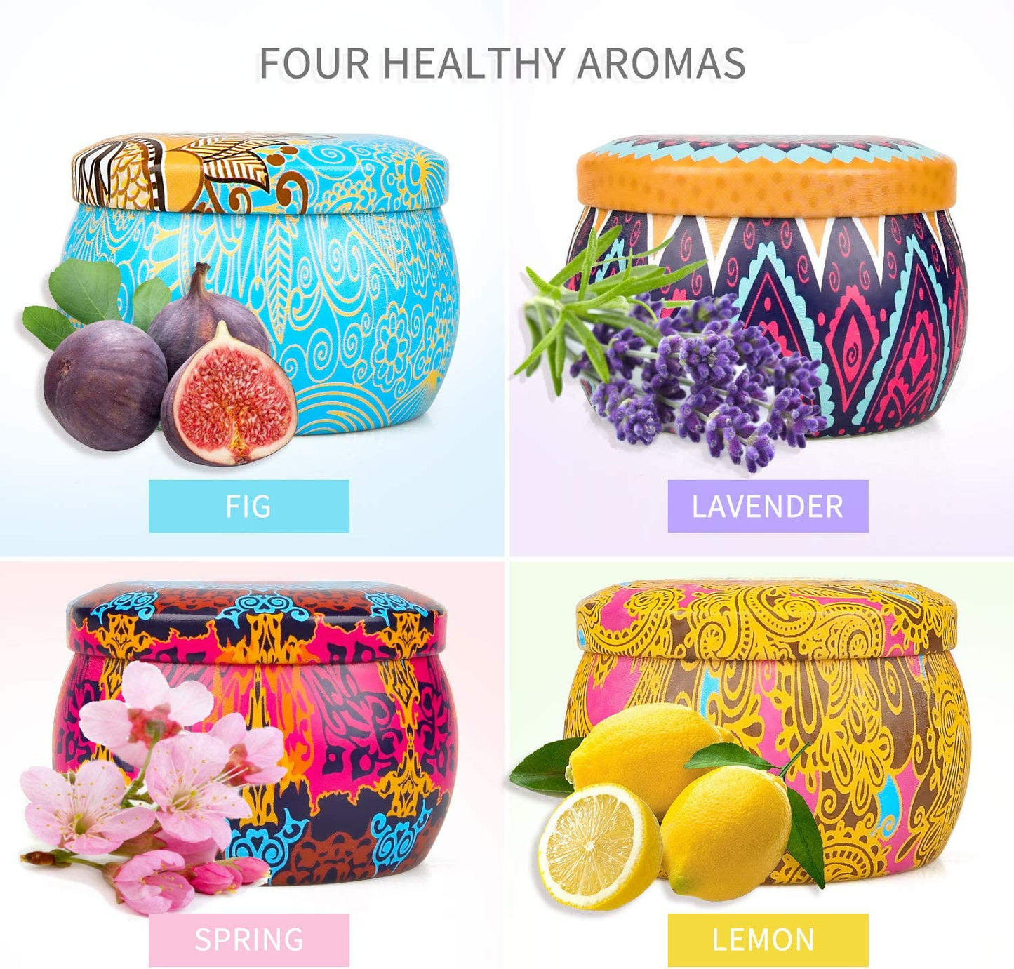 Scented Candles Gifts Set for Women, Aromatherapy Candles for Home Scented, Upgraded Large Tin of Soy Candle Lavender Candle Birthday Gifts for Women Girlfriend Mom Bath Spa Meditation Candles