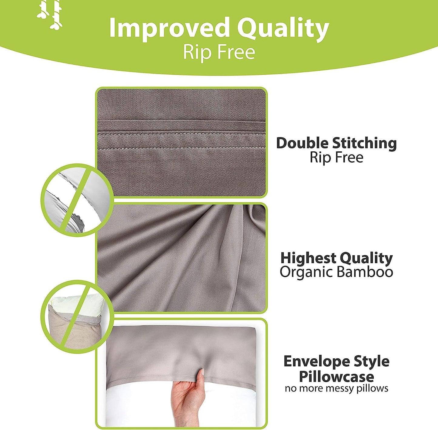 Pillow Cases Queen - 100% Viscose Derived from Bamboo Pillowcase (20X30) - Cooling Pillow Cases - Cooling Pillow Cases for Hot Sleepers Set of 2 Pillowcases (Queen, Stone Gray)