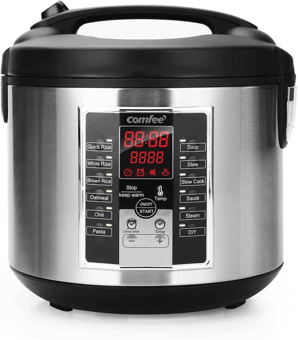 Rice Cooker 10 Cup Uncooked, Food Steamer, Stewpot, Saute All in One (12 Digital Cooking Programs) Multi Cooker Large Capacity 5.2Qt, 24 Hours Preset