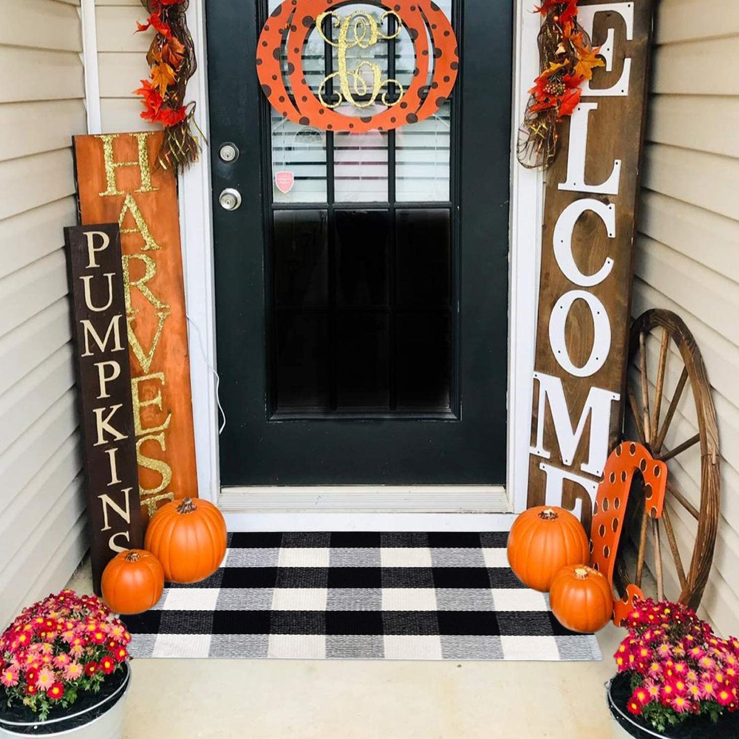 Buffalo Check Rug 2X3 Black and White Buffalo Plaid Doormat Washable Woven Rug for Welcome Mat Kitchen Bathroom Outdoor Porch Gingham Rug