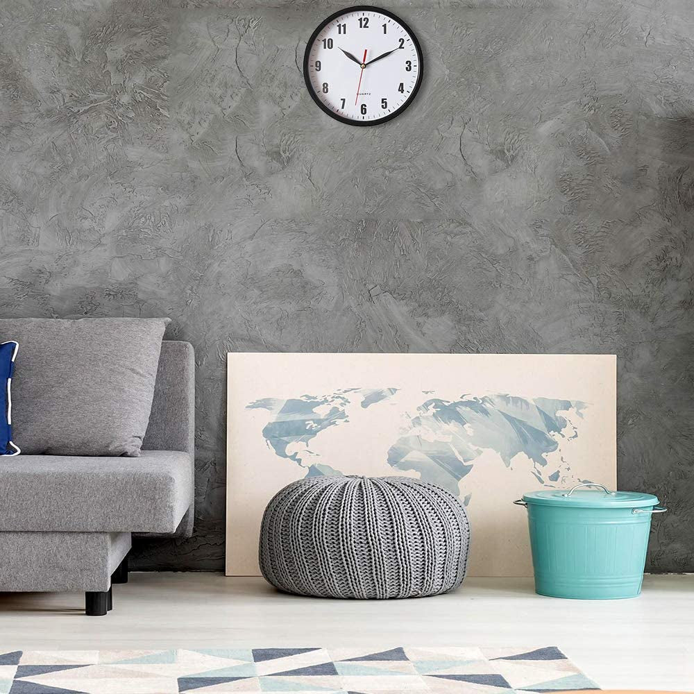 SMARTEN ARTS Black Wall Clocks Battery Operated Wall Clock for Kids Silent Non-Ticking Easy to Read Wall Clock for Bathroom Kitchen Living Room Bedroom in 8 Inches
