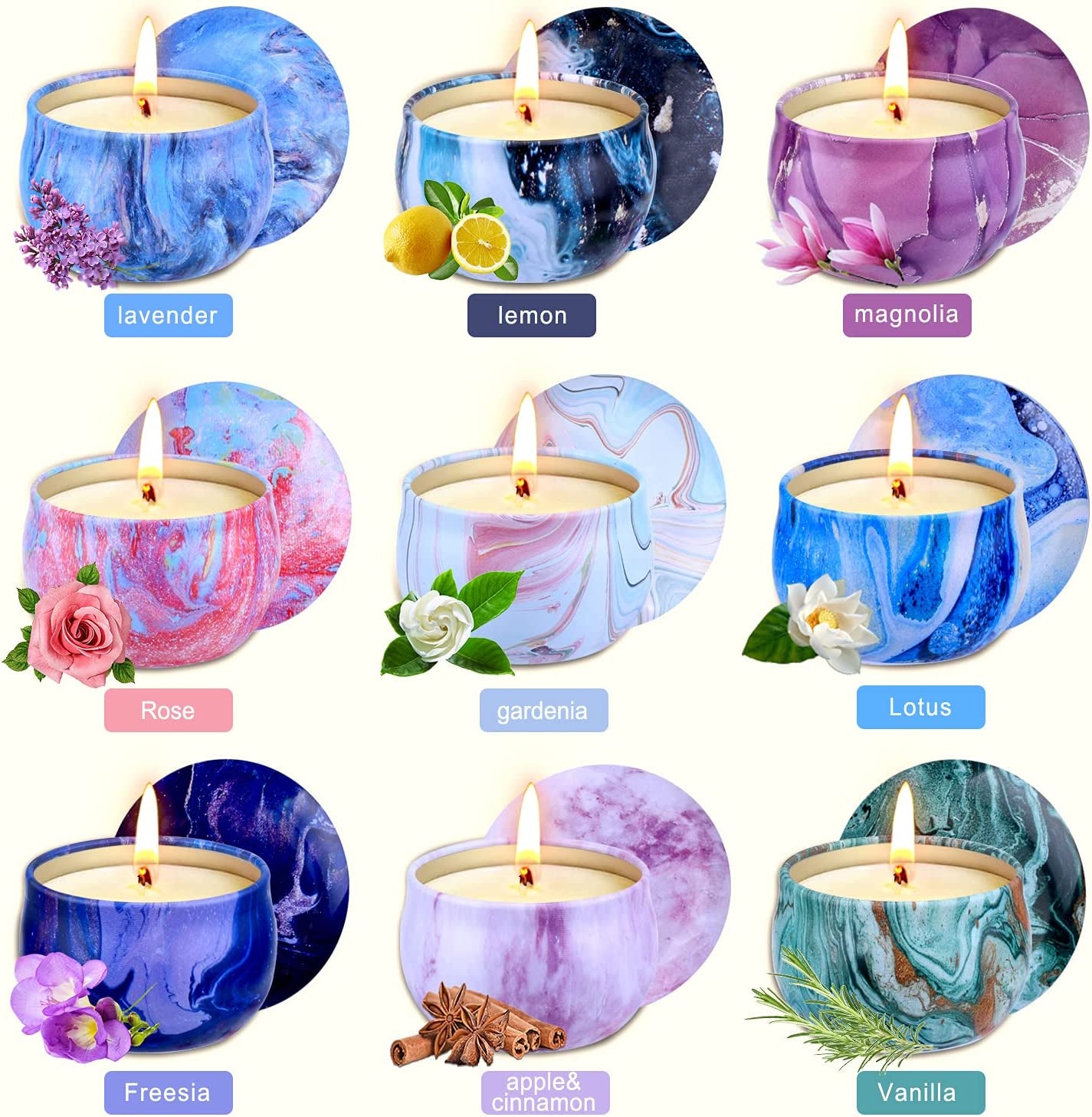 Candles Gift Set for Women, Mothers Day Gifts for Mom from Daughter, Aromatherapy Soy Candles Pack, Mini Candle Set, Bulk Gift Sets for Mom Birthday Teachers Day, 9 Pack