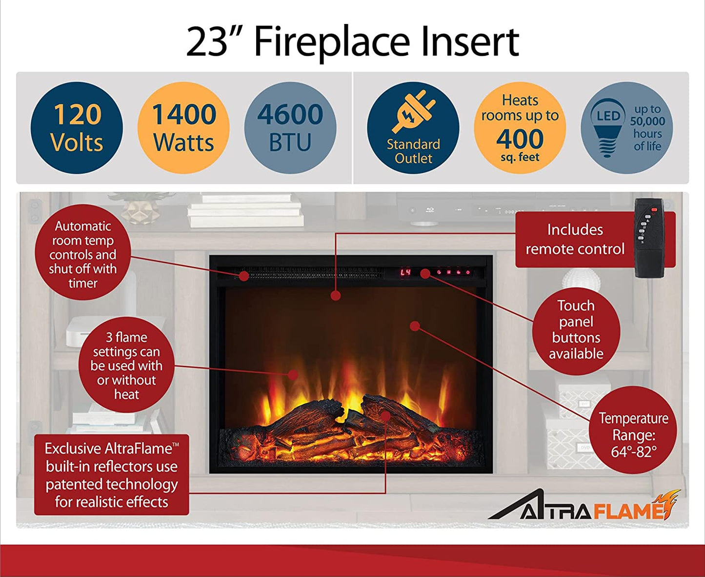Ameriwood Home Farmington Electric Fireplace TV Console for Tvs up to 60", Natural
