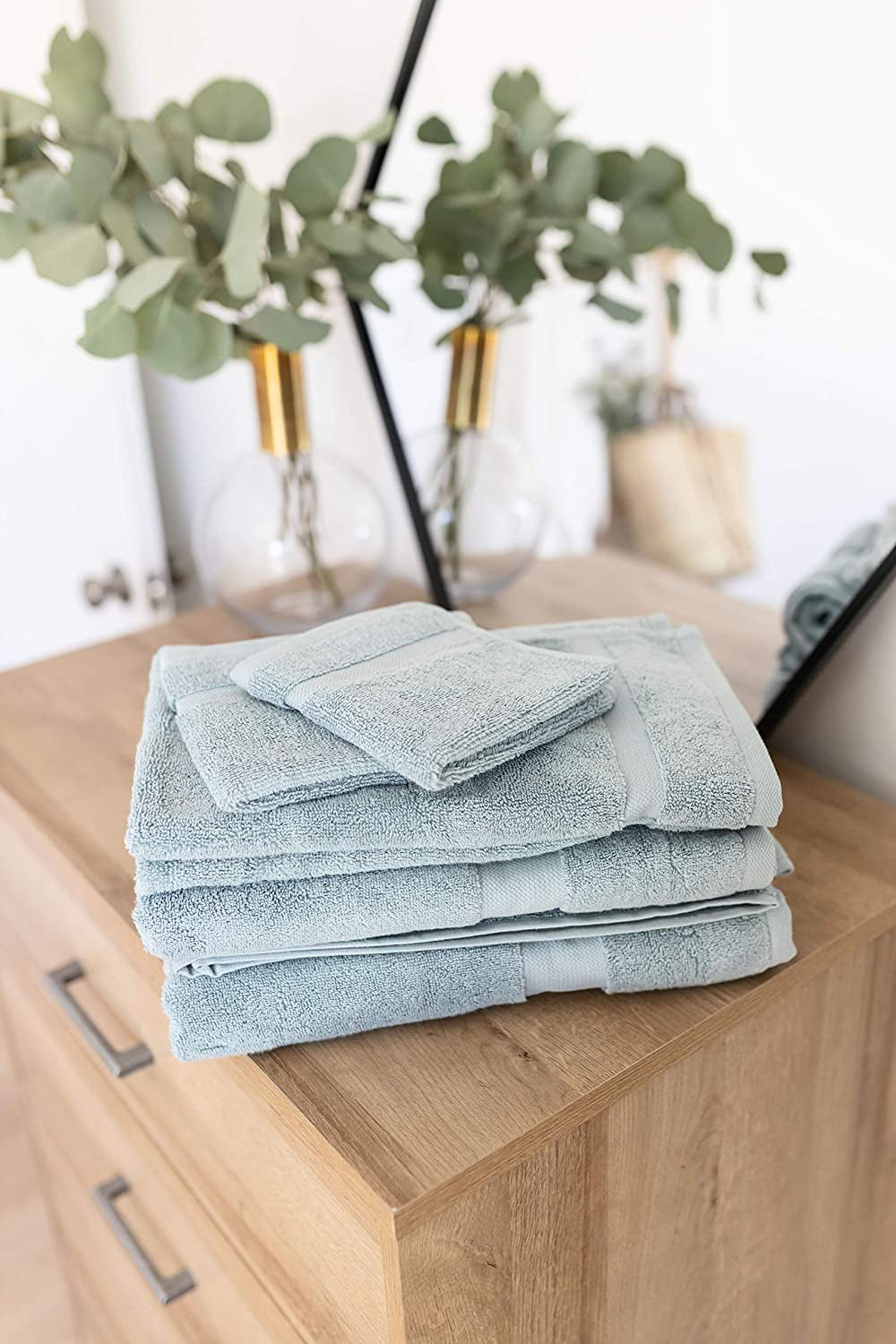 Canopy Lane Six Piece Bath Linen Set | 700 GSM Super Absorbent, Luxuriously Soft, 100% Cotton Bath Linens | Six Piece Set - 2 Bath Towels, 2 Hand Towels, and 2 Washcloths (Seafoam)