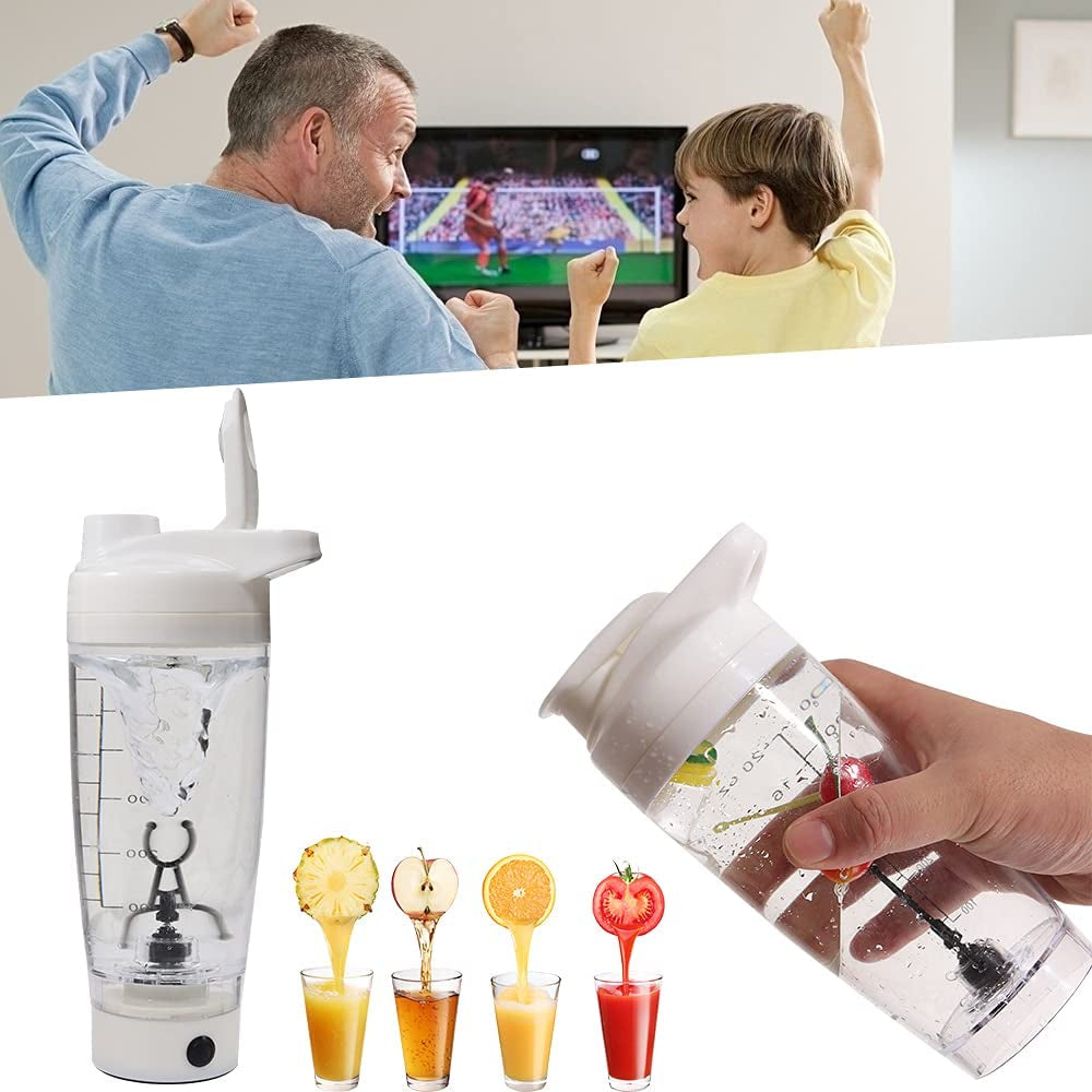 Self Mixing Mug Electric Protein Shaker Bottle, Protein Shaker Cup, 25 Oz High-Torque Battery-Powered Blender Shake Bottle,Portable,Self-Stirring Mug for Various Powder (White)