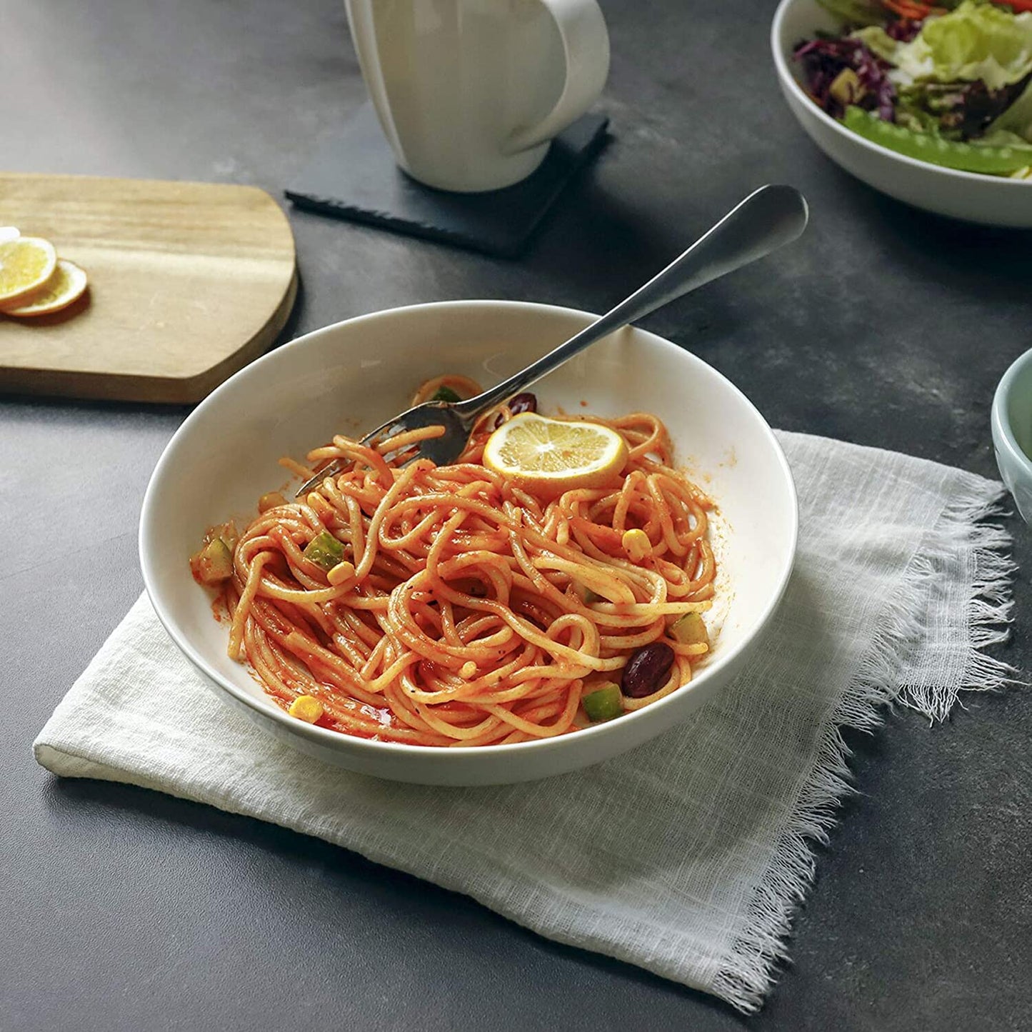 Pasta Bowls, 22 Ounce Salad White Serving Bowls Set of 6, 7.6 Inch Porcelain Plates, No. 112.001