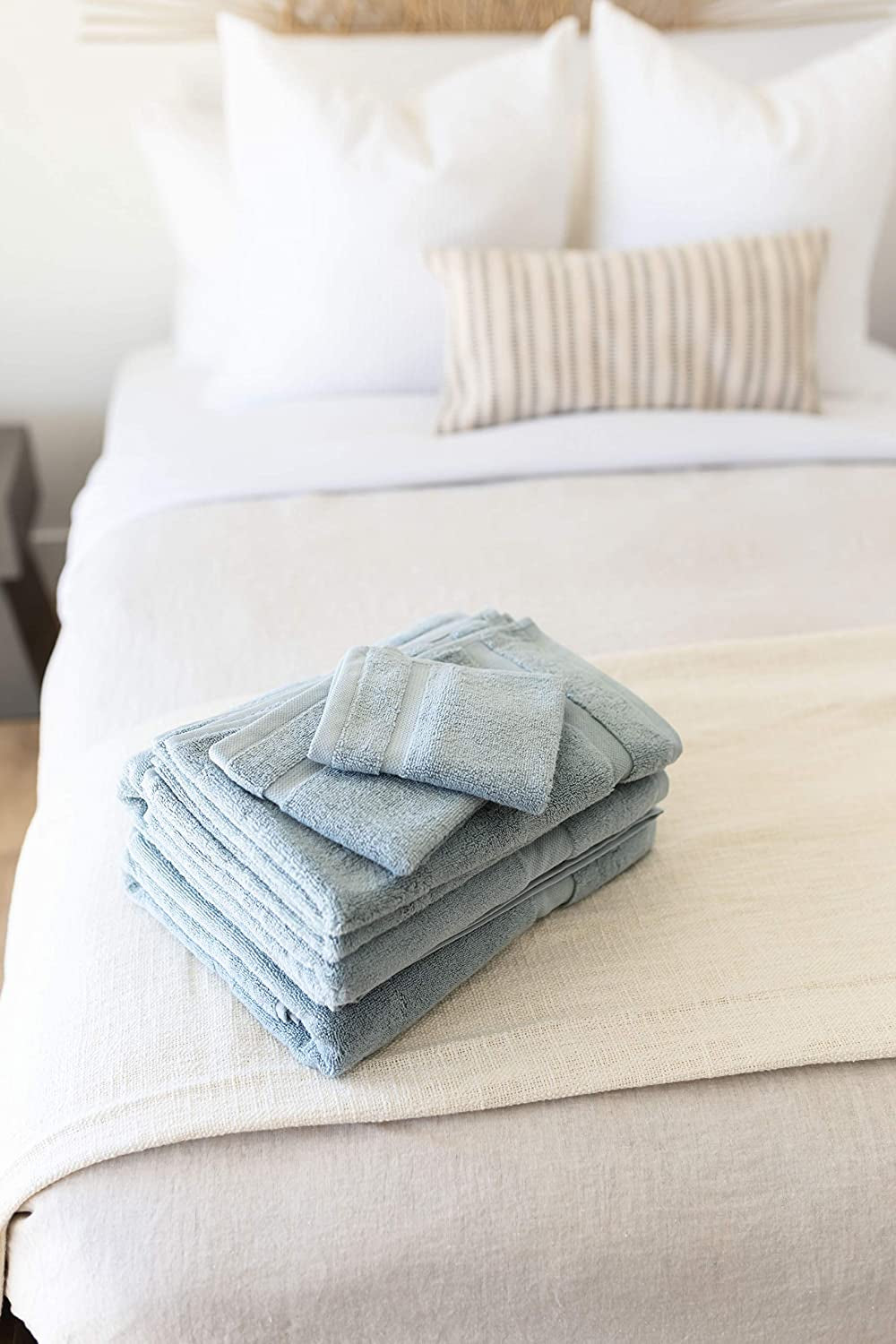 Canopy Lane Six Piece Bath Linen Set | 700 GSM Super Absorbent, Luxuriously Soft, 100% Cotton Bath Linens | Six Piece Set - 2 Bath Towels, 2 Hand Towels, and 2 Washcloths (Seafoam)