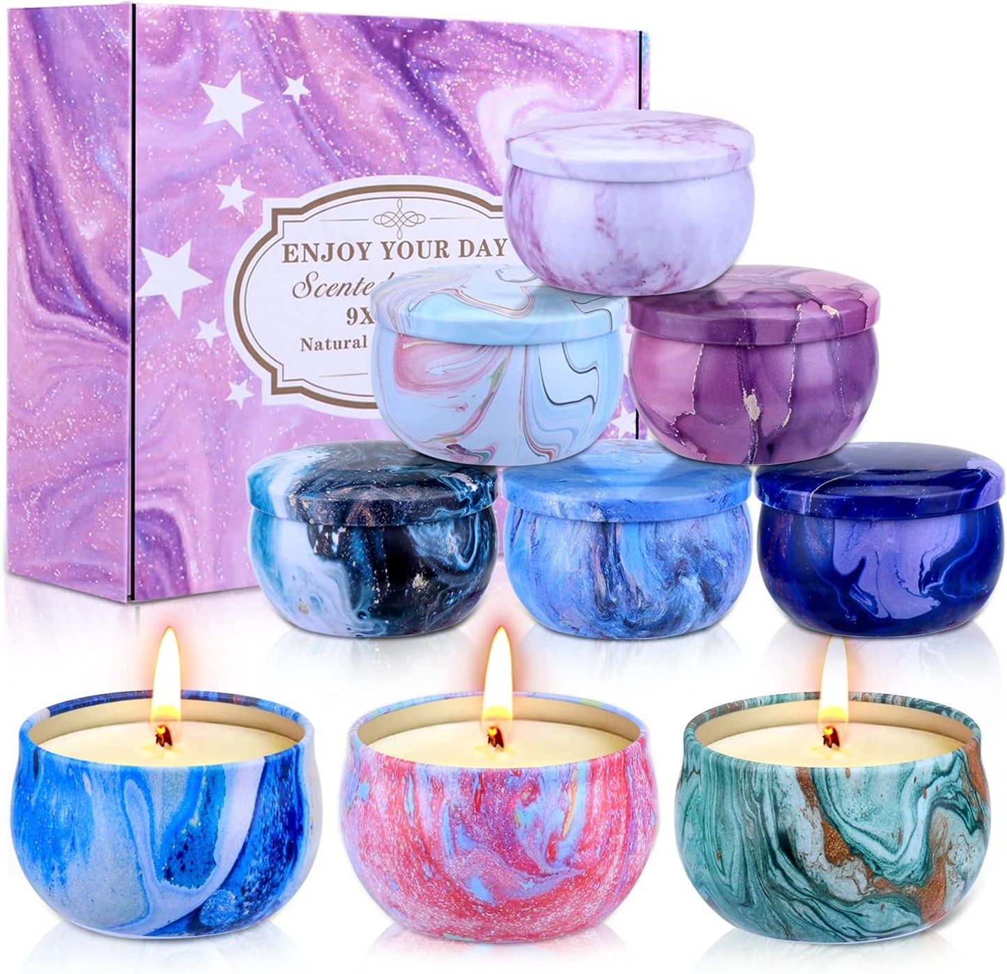Candles Gift Set for Women, Mothers Day Gifts for Mom from Daughter, Aromatherapy Soy Candles Pack, Mini Candle Set, Bulk Gift Sets for Mom Birthday Teachers Day, 9 Pack
