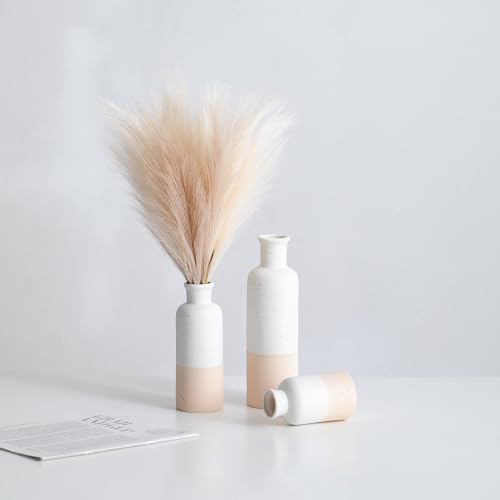 White Modern Art Unique Cross Ceramic Vases Set of 2, Perfect for Room Home Office Hotel Restaurant Farmhouse Decor Decoration, Safe Delivery (White)