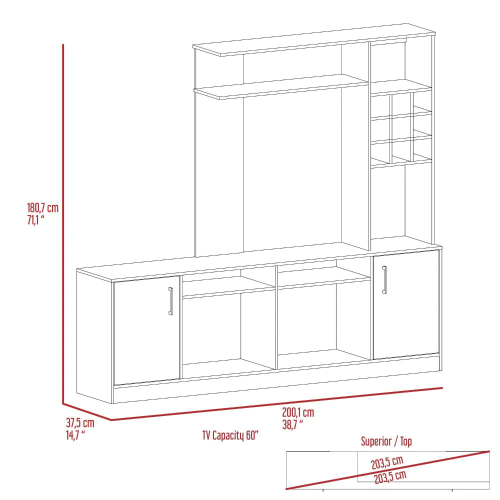 Entertainment Center Modoc for Tv´S up 78", Black Wengue Finish