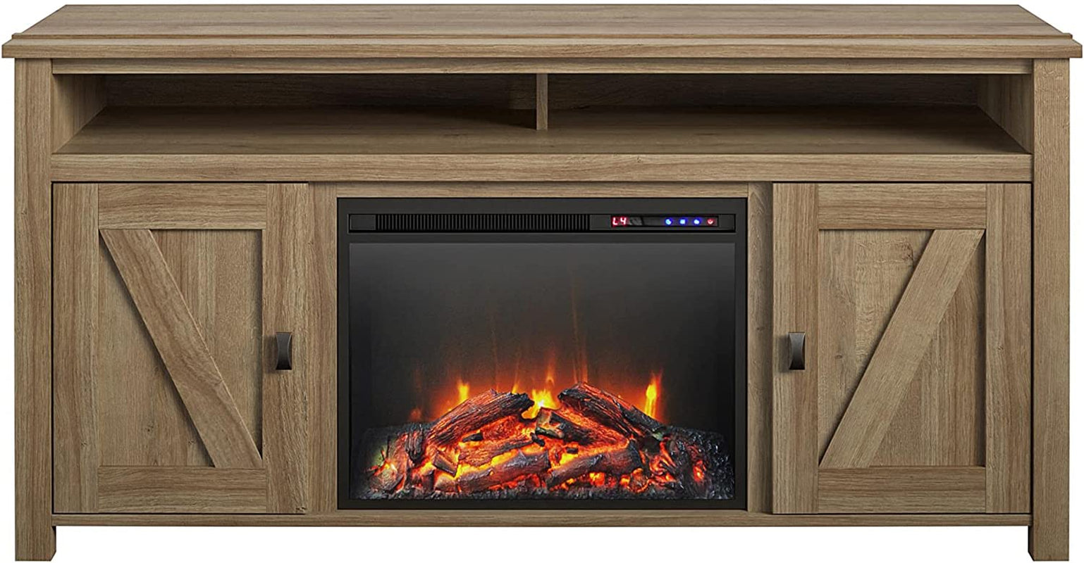 Ameriwood Home Farmington Electric Fireplace TV Console for Tvs up to 60", Natural