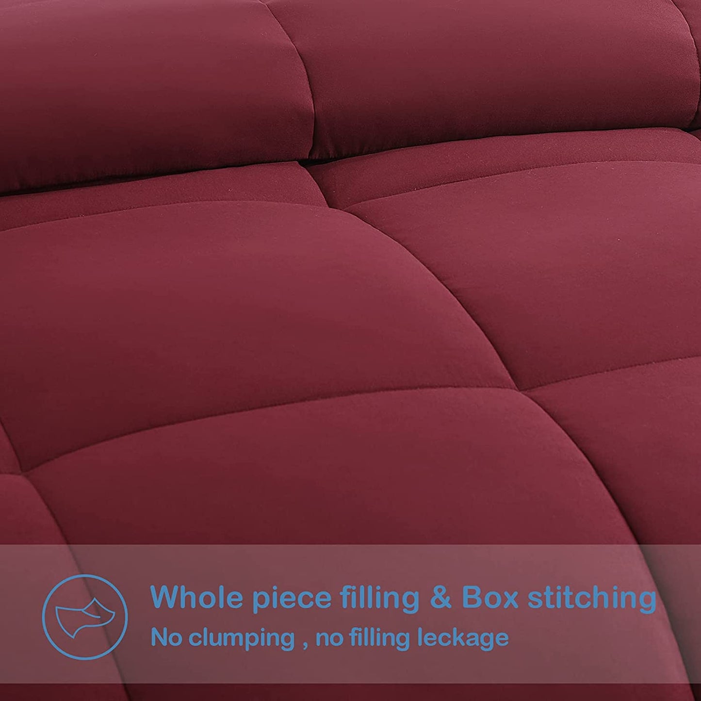 All Season Oversized King Soft Quilted down Alternative Comforter Reversible Duvet Insert with Corner Tabs,Winter Summer Warm Fluffy,Burgundy,98X116 Inches