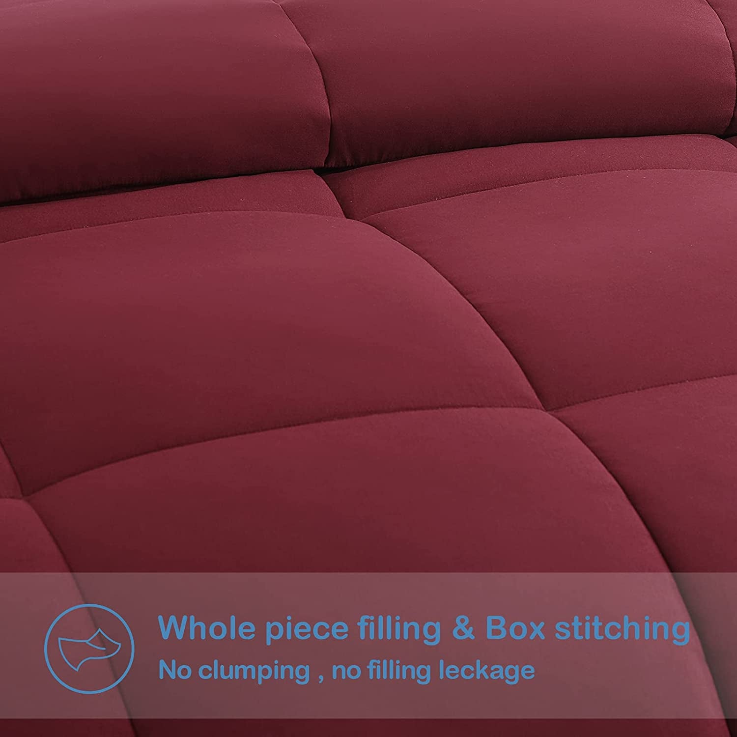 All Season Oversized King Soft Quilted down Alternative Comforter Reversible Duvet Insert with Corner Tabs,Winter Summer Warm Fluffy,Burgundy,98X116 Inches