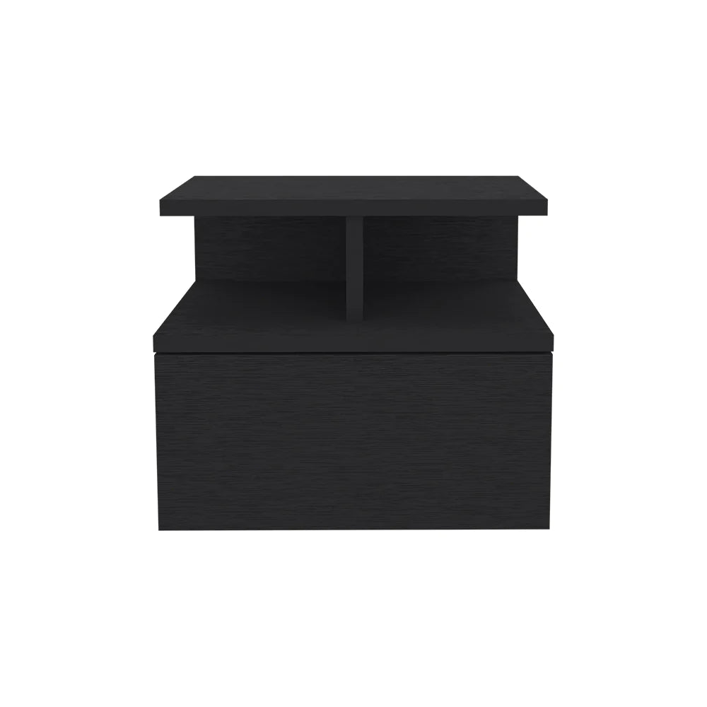 Bundle X2 - Floating Nightstand Flopini, One Drawer, Black Wengue Finish