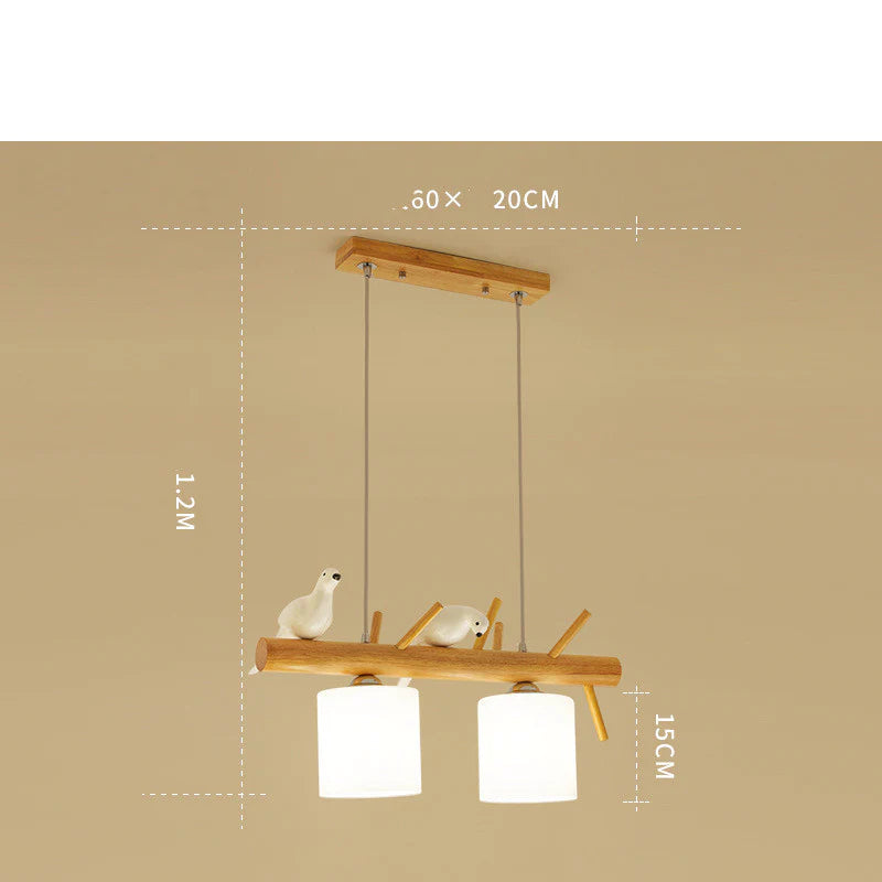 Led Bird Chandelier Japanese Log Lighting