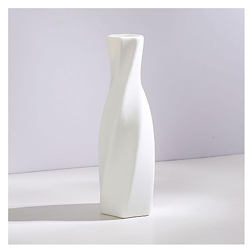 Ceramic Vase - Flowers Vases Modern Home Decor, White Geometric Decorative Vase for Living Room, Dried Flower Vase, Mantel, Table Decoration