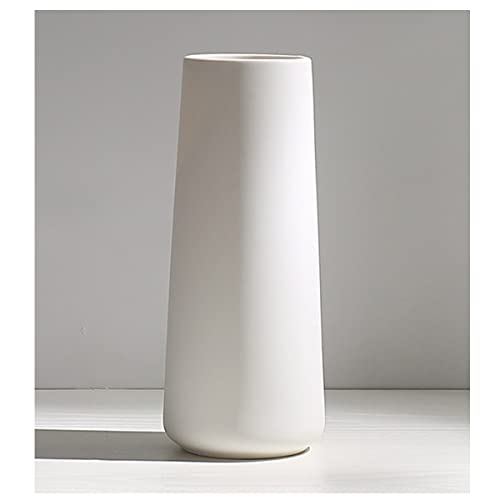 Ceramic Vase - Flowers Vases Modern Home Decor, White Geometric Decorative Vase for Living Room, Dried Flower Vase, Mantel, Table Decoration