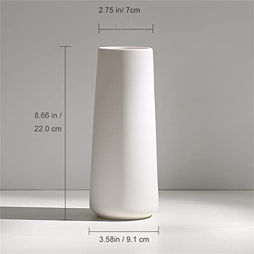 Ceramic Vase - Flowers Vases Modern Home Decor, White Geometric Decorative Vase for Living Room, Dried Flower Vase, Mantel, Table Decoration