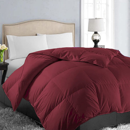 All Season Oversized King Soft Quilted down Alternative Comforter Reversible Duvet Insert with Corner Tabs,Winter Summer Warm Fluffy,Burgundy,98X116 Inches