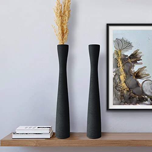 Montex 2 Pack Tall Ceramic Vase 16", Floor Vase for Pampas Grass Modern Flower Vase 40cm (Black)