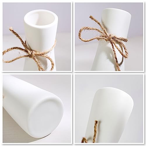 Ceramic Vase - Flowers Vases Modern Home Decor, White Geometric Decorative Vase for Living Room, Dried Flower Vase, Mantel, Table Decoration