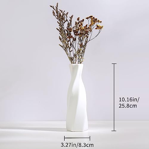Ceramic Vase - Flowers Vases Modern Home Decor, White Geometric Decorative Vase for Living Room, Dried Flower Vase, Mantel, Table Decoration