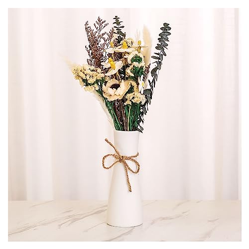Ceramic Vase - Flowers Vases Modern Home Decor, White Geometric Decorative Vase for Living Room, Dried Flower Vase, Mantel, Table Decoration