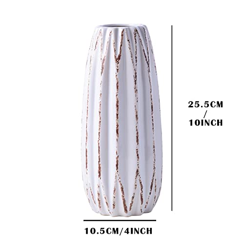 Yundu White Ceramics Vases for Home Decor, Flower Vase, Modern Farmhouse Table Décor Vase